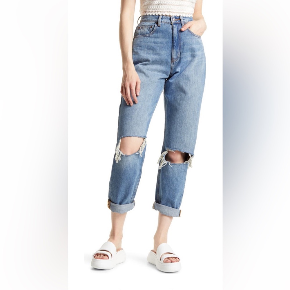 ASOS ripped high waist mom jeans